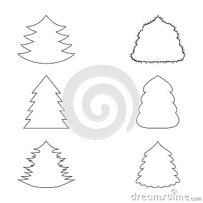 Christmas Trees Outlines Vector Illustration