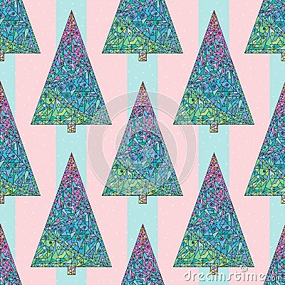 Christmas trees pattern. Vector Illustration