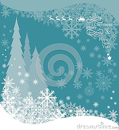 Christmas trees and Santas reindeer Vector Illustration