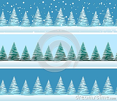 Christmas Trees, Seamless Vector Illustration