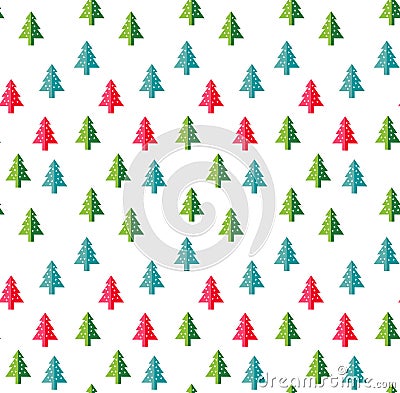 Christmas trees Seamless pattern for new year greeting card/wallpaper background. Vector Illustration