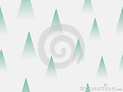 Christmas trees seamless pattern. Triangle fir tree and snowflakes, green gradient. Vector Vector Illustration