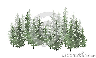 Christmas trees watercolor hand drawn seamless background texture. Cartoon Illustration