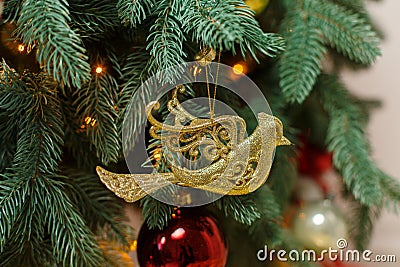 Christmas treewith decoratibe toys Stock Photo