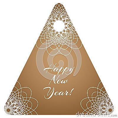 Christmas triangular vector tag with three mandalas. Vector Illustration