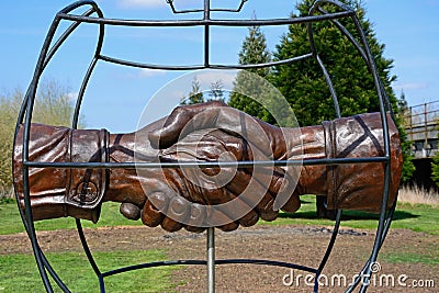 Christmas Truce memorial at the National Memorial Arboretum, Alrewas. Editorial Stock Photo