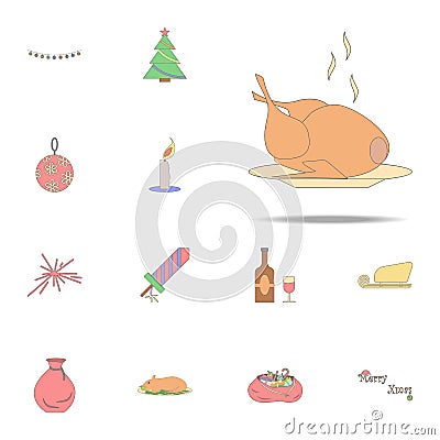 Christmas turkey colored icon. Christmas holiday icons universal set for web and mobile Stock Photo