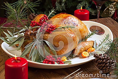 Christmas Turkey Prepared For Dinner Stock Photo