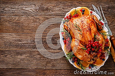Christmas turkey. Traditional festive food for Christmas or Thanksgiving Stock Photo