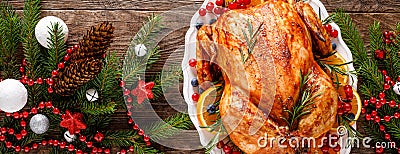 Christmas turkey. Traditional festive food for Christmas or Thanksgiving Stock Photo