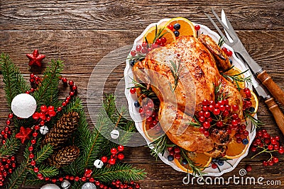 Christmas turkey. Traditional festive food for Christmas or Thanksgiving Stock Photo