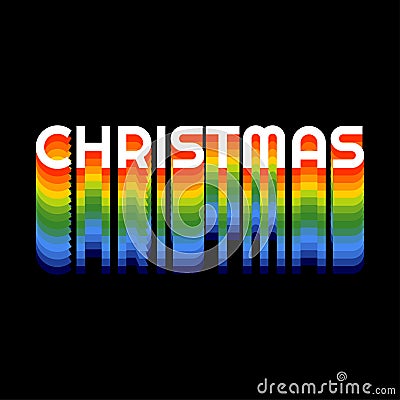 Christmas typography wording with colors blending style with black background - Vector illustration Vector Illustration