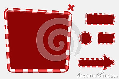 Christmas user interface for mobile or computer game design. Buttons, boards and frame. Vector Illustration