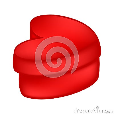 Christmas, valentines red heart shape box for chocolate cartoon design, icon, symbol. Vector Illustration