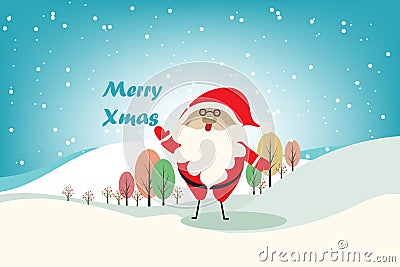 Christmas vector background with Santa Claus and different color tree. Vector Illustration