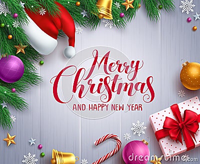 Christmas vector banner and background template with merry christmas greeting Vector Illustration