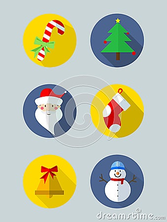 Christmas vector blue and yellow Icons Vector Illustration