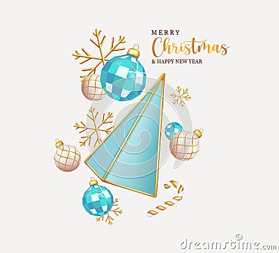 Christmas vector concept design. Merry christmas and happy new year text with elegant xmas ornaments Vector Illustration