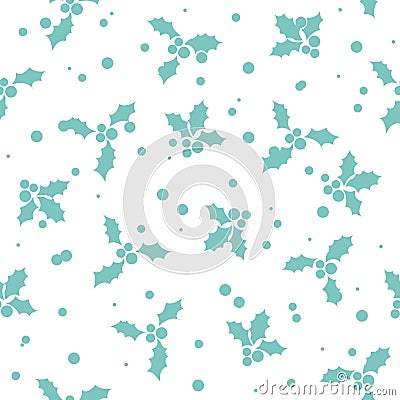 Christmas pattern, holly tree. Vector Illustration