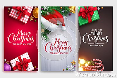 Christmas vector poster design set with colorful elements Vector Illustration
