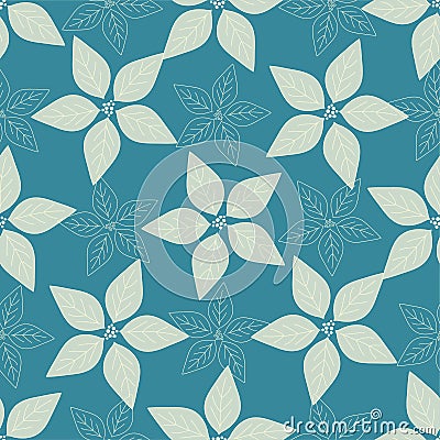Vector repeat seamless pattern with poinsettia. Christmas pattern Stock Photo