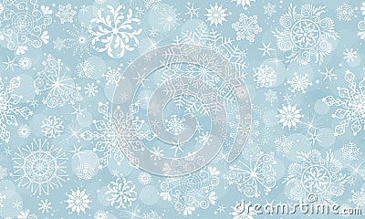 Christmas vector seamless gentle blue handwork pattern Vector Illustration