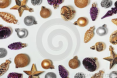 Christmas vintage baubles decorative blank border Stock Photo