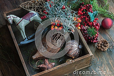 Christmas vintage decorations Stock Photo