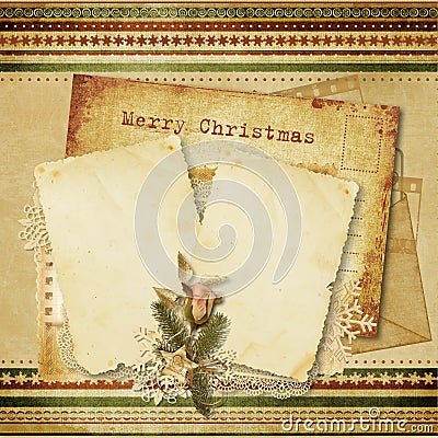 Christmas vintage greeting card Stock Photo