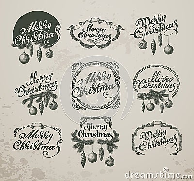 Christmas Vintage Icons, Elements And Vector Illustration