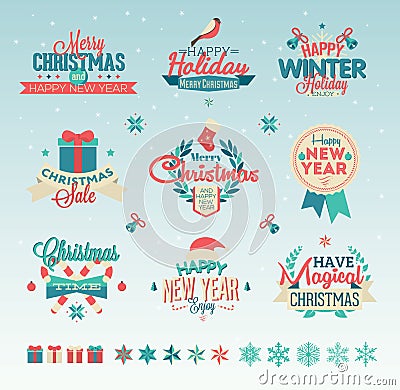 Christmas vintage typography design Vector Illustration