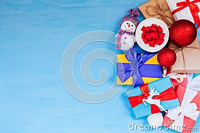 Christmas presents new year holiday postcard winter Stock Photo