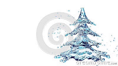 Christmas water splash tree isolated on white Stock Photo