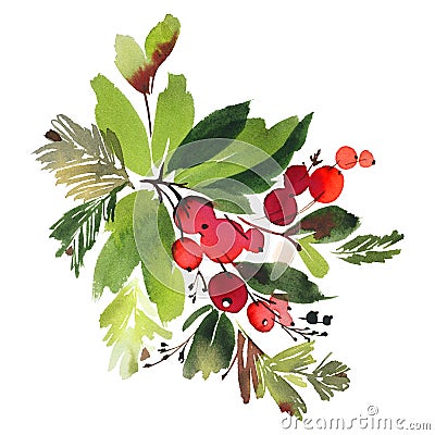 Christmas watercolor card Stock Photo