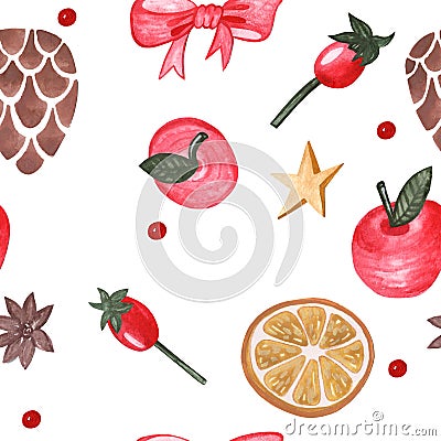 Christmas watercolor seamless pattern Stock Photo