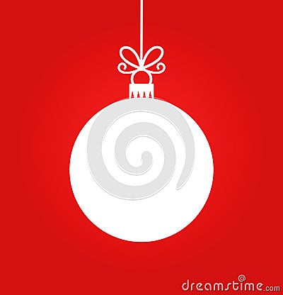 Christmas white ball hanging ornament Vector Illustration