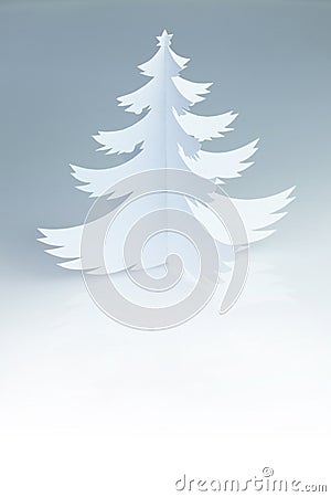 Christmas white handmade paper tree with white copy space Stock Photo