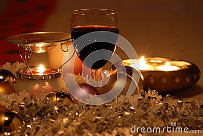 Christmas wine and insence burner. Stock Photo