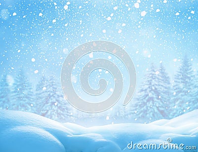 Christmas winter background with snow Stock Photo