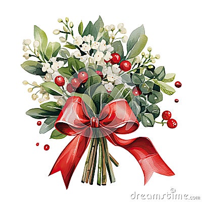 Christmas Winter Berry holly leaves bouquet decorations Stock Photo