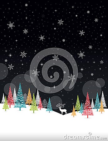 Christmas Winter Frame - Illustration. Christmas Card Black Nature - No text Portrait. Vector Illustration