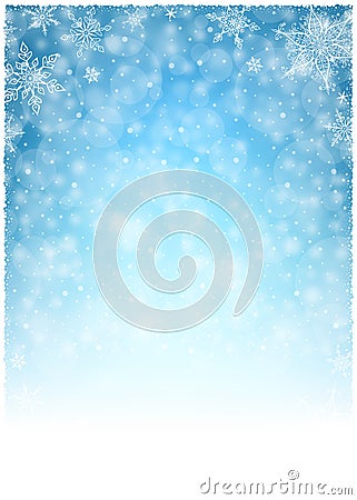 Christmas Winter Frame - Illustration. Christmas White Blue - Empty Background Portrait Vector Illustration