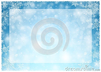 Christmas Winter Frame - Illustration. Christmas White Blue - Empty Frame Landscape Vector Illustration