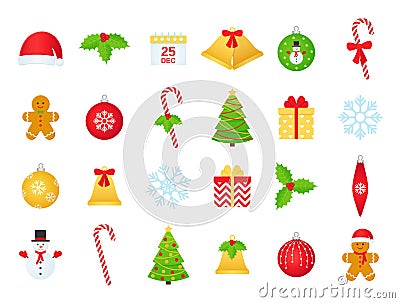 Christmas winter icon set. Vector illustration in flat design Vector Illustration