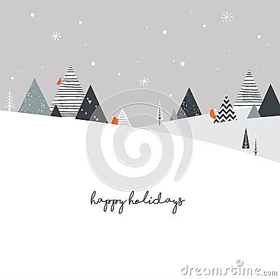 Christmas winter landscape background. Abstract Vector Vector Illustration