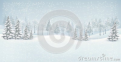 Christmas winter landscape background. Vector Illustration