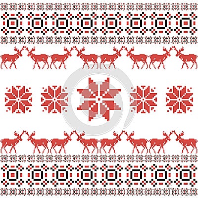 Christmas and Winter Norwegian seamless pattern Vector Illustration