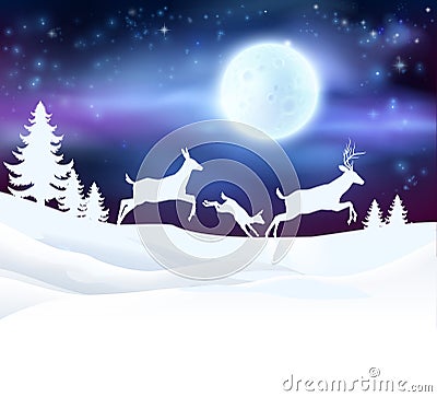 Christmas Winter Scene Vector Illustration