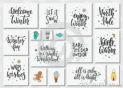 Christmas winter season lettering typography set Stock Photo