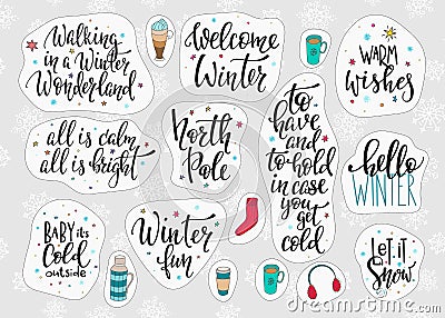 Christmas winter season lettering typography set Stock Photo